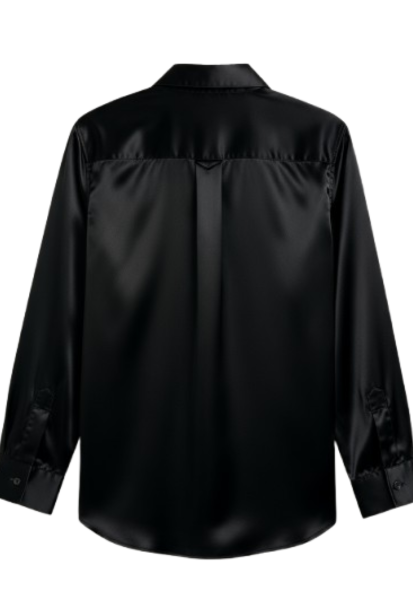 Oscar Classic Button Up Shirt: Faux Silk Black