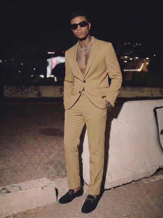 Oscar Tan Suit & Chaplin Black Shoes
